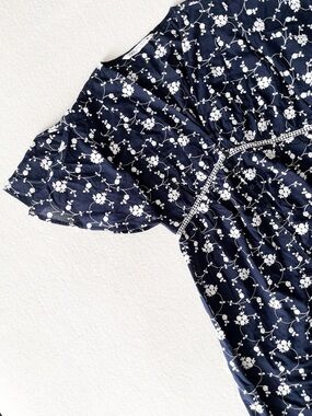 Zara Embroidered Floral Midi Dress with Lace Trim